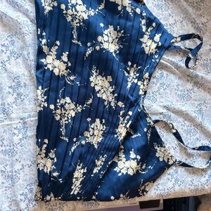 Floral Blue and White Top